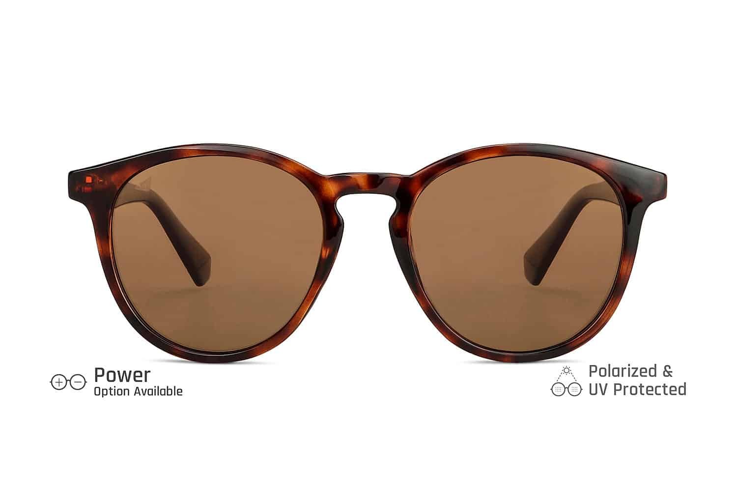 Brown Tortoise Full Rim Round Sunglasses
