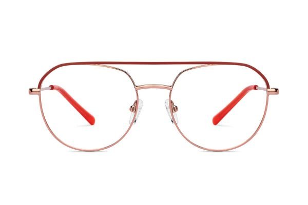 Copper Red Full Rim Round Eyeglasses