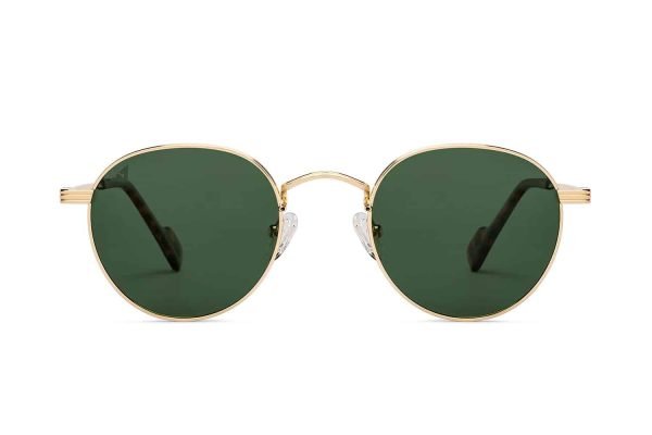 Gold & Green Full Rim Round Sunglasses