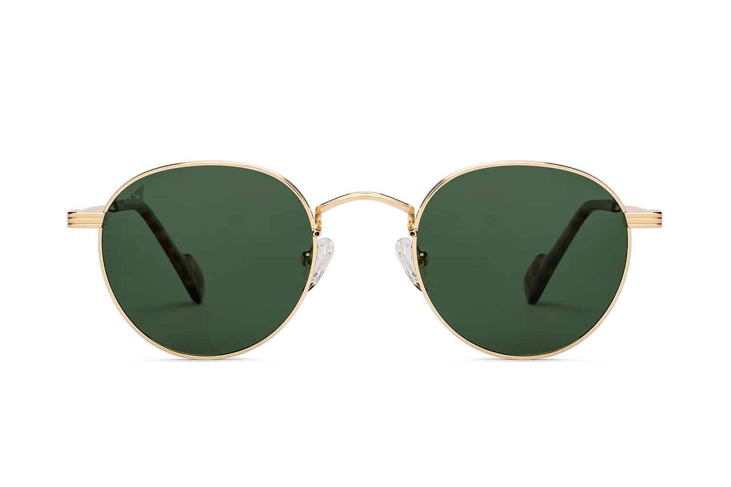 Gold & Green Full Rim Round Sunglasses