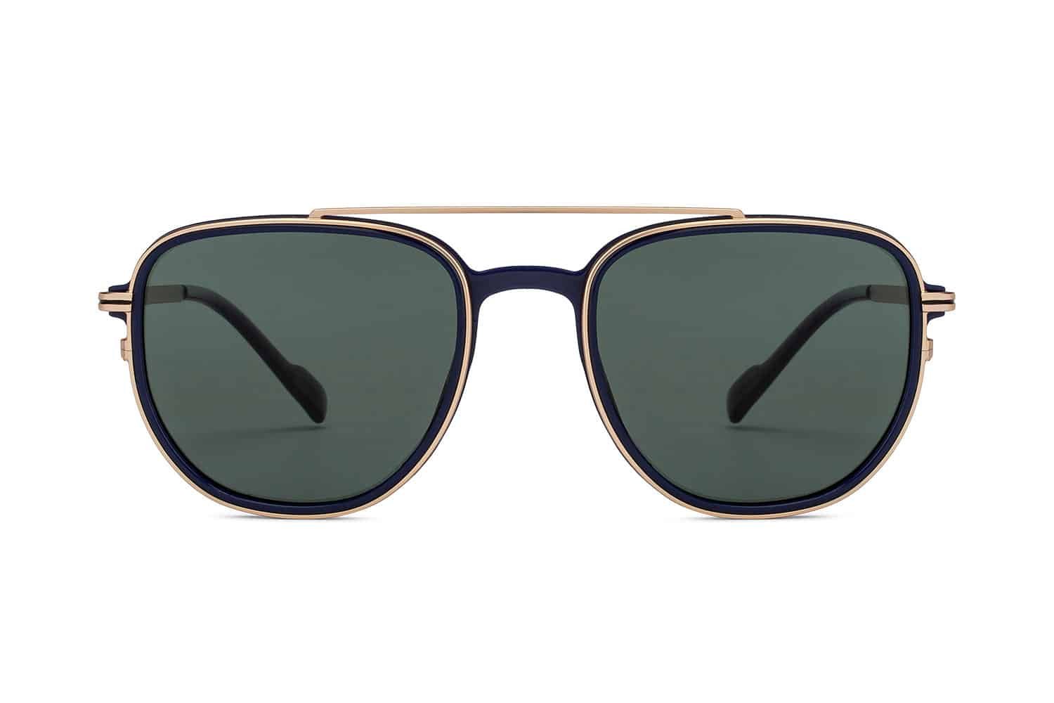 Gold Blue Full Rim Aviator Sunglasses