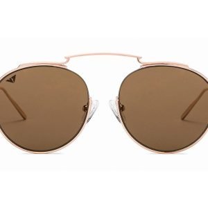 Gold Full Rim Round Sunglasses
