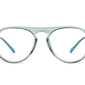Green Transparent Full Rim Aviator Eyeglasses