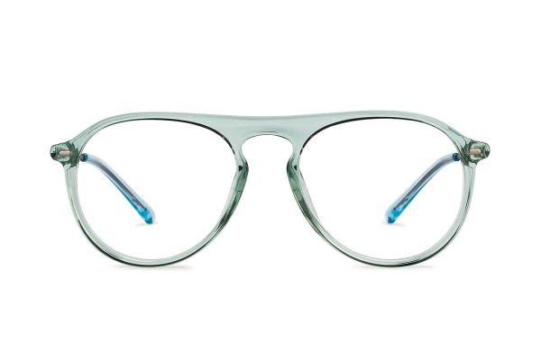 Green Transparent Full Rim Aviator Eyeglasses