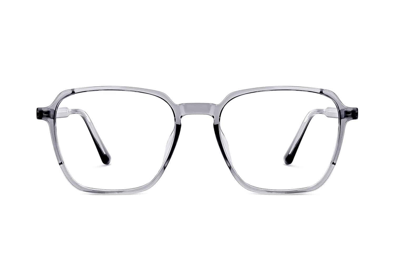 Grey Transparent Full Rim Hexagon Eyeglasses