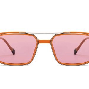 Gunmetal Orange Full Rim Rectangle Square Sunglasses