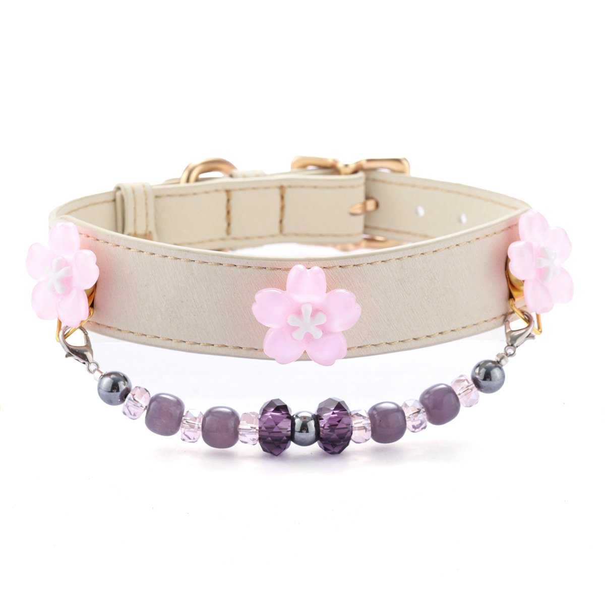 Pink flower pet collar