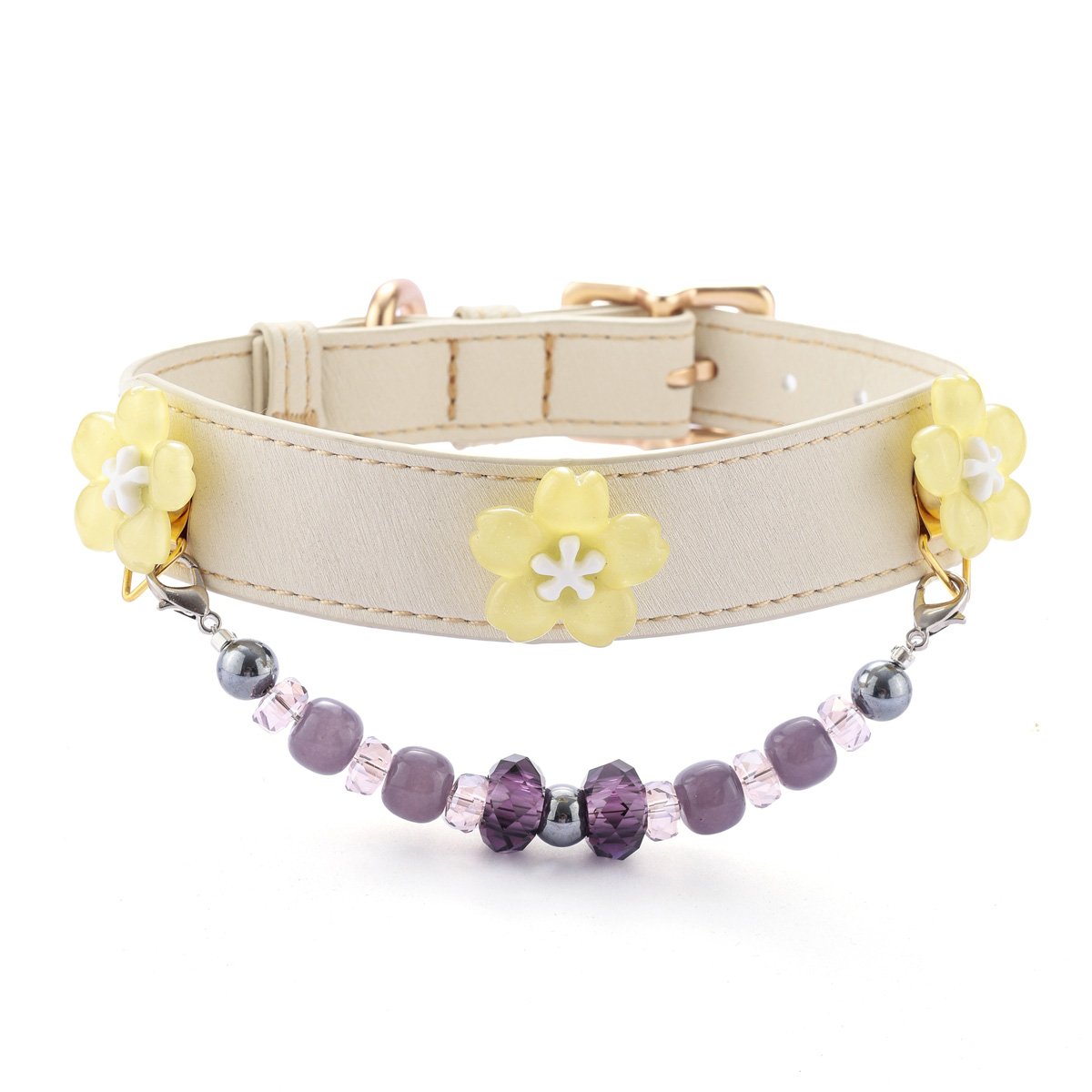 Yellow flower pet collar