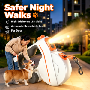 Retractable leash with LED light
